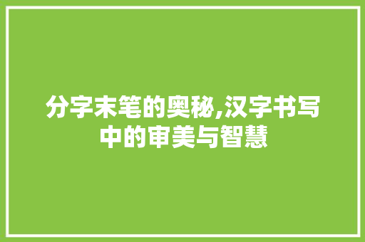 分字末笔的奥秘,汉字书写中的审美与智慧