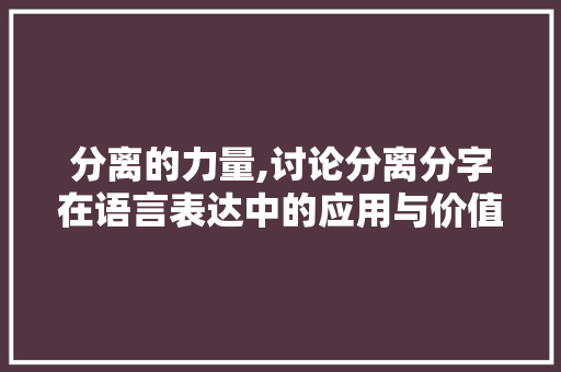 分离的力量,讨论分离分字在语言表达中的应用与价值
