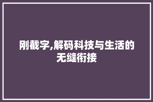 刚截字,解码科技与生活的无缝衔接
