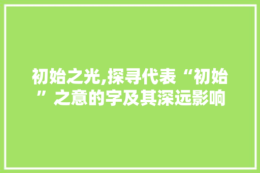 初始之光,探寻代表“初始”之意的字及其深远影响