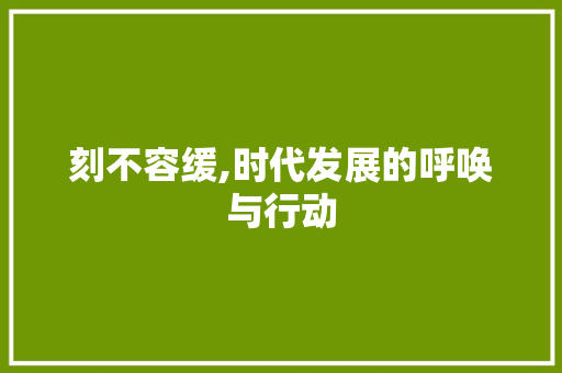 刻不容缓,时代发展的呼唤与行动