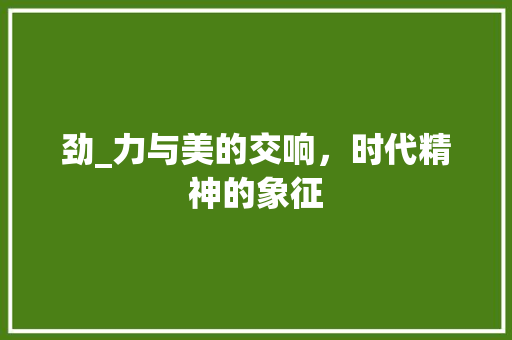 劲_力与美的交响，时代精神的象征