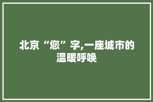 北京“您”字,一座城市的温暖呼唤