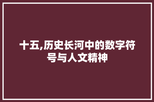 十五,历史长河中的数字符号与人文精神