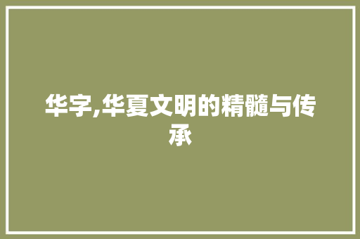华字,华夏文明的精髓与传承
