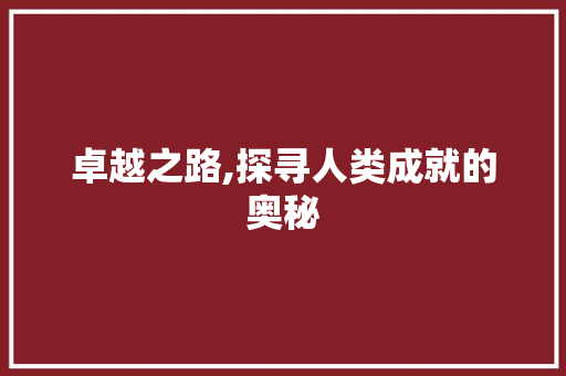 卓越之路,探寻人类成就的奥秘