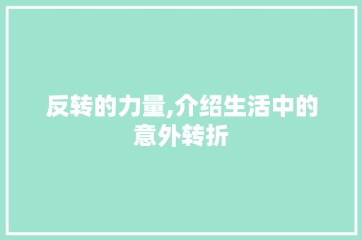反转的力量,介绍生活中的意外转折