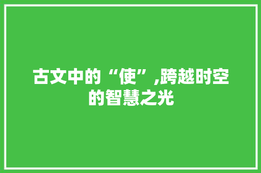 古文中的“使”,跨越时空的智慧之光