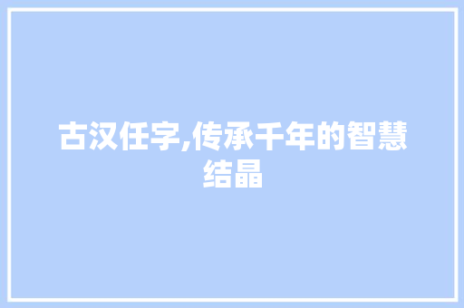 古汉任字,传承千年的智慧结晶