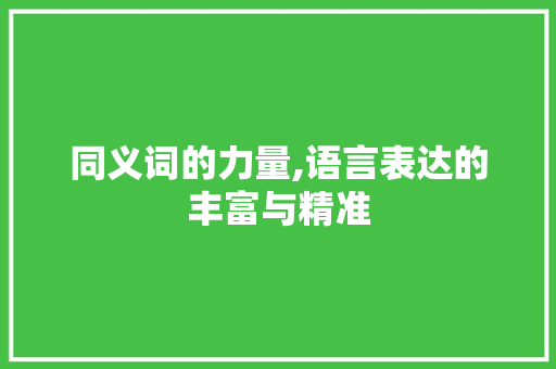 同义词的力量,语言表达的丰富与精准