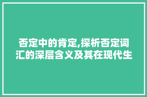 否定中的肯定,探析否定词汇的深层含义及其在现代生活中的应用