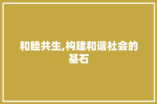 和睦共生,构建和谐社会的基石