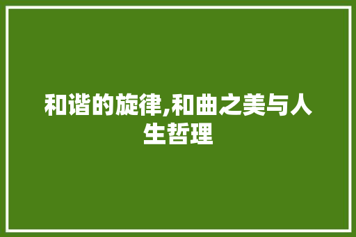 和谐的旋律,和曲之美与人生哲理