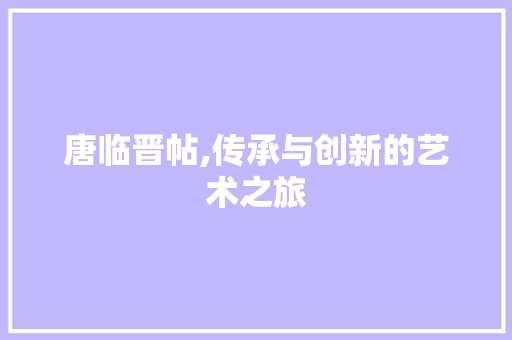 唐临晋帖,传承与创新的艺术之旅