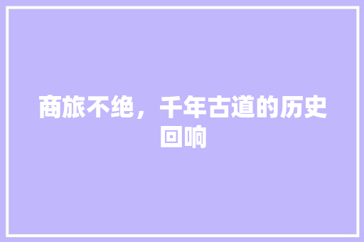商旅不绝，千年古道的历史回响