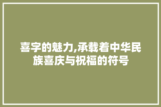 喜字的魅力,承载着中华民族喜庆与祝福的符号