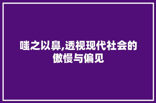 嗤之以鼻,透视现代社会的傲慢与偏见
