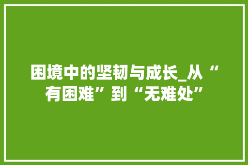 困境中的坚韧与成长_从“有困难”到“无难处”