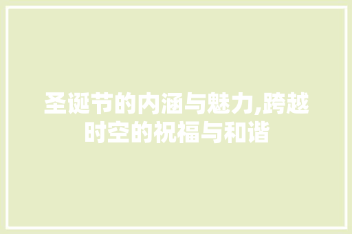 圣诞节的内涵与魅力,跨越时空的祝福与和谐