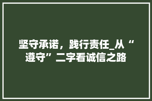 坚守承诺，践行责任_从“遵守”二字看诚信之路