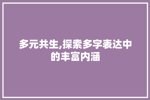 多元共生,探索多字表达中的丰富内涵
