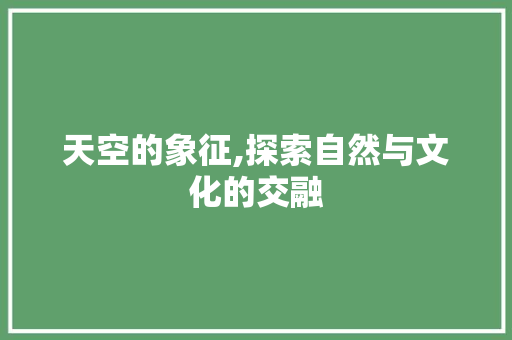 天空的象征,探索自然与文化的交融