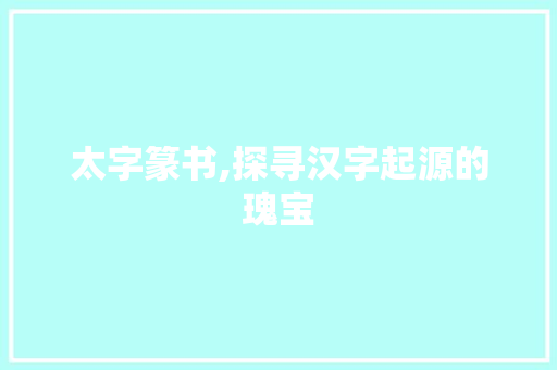 太字篆书,探寻汉字起源的瑰宝