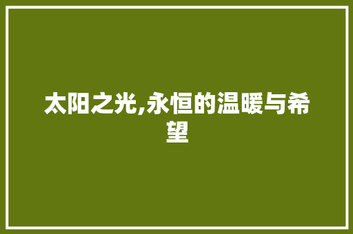 太阳之光,永恒的温暖与希望