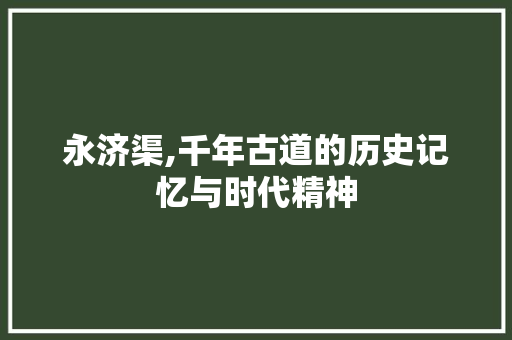 永济渠,千年古道的历史记忆与时代精神