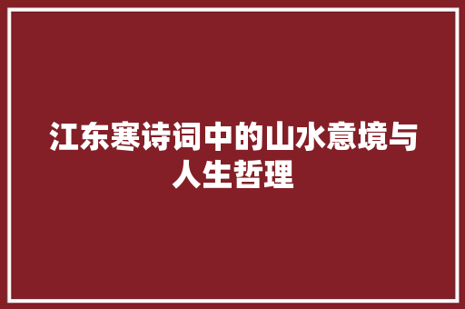 江东寒诗词中的山水意境与人生哲理