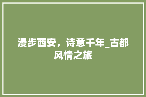 漫步西安，诗意千年_古都风情之旅