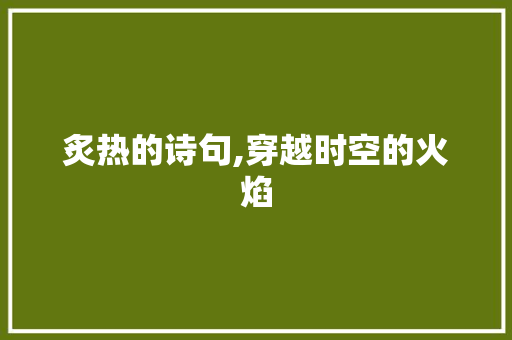 炙热的诗句,穿越时空的火焰