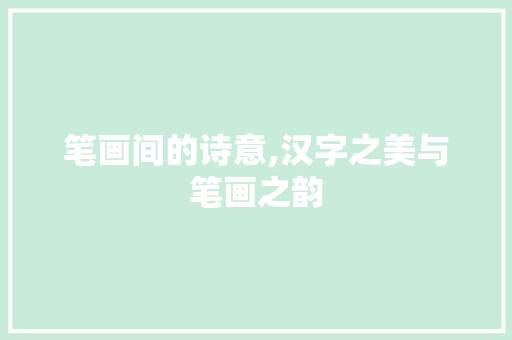 笔画间的诗意,汉字之美与笔画之韵