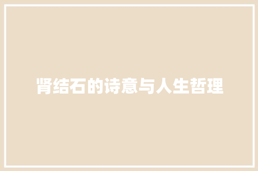 肾结石的诗意与人生哲理