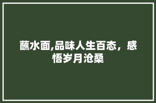 蘸水面,品味人生百态，感悟岁月沧桑