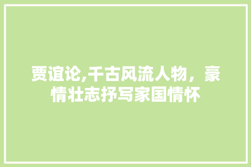 贾谊论,千古风流人物，豪情壮志抒写家国情怀