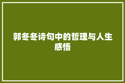 郭冬冬诗句中的哲理与人生感悟 合同协议