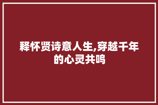 释怀贤诗意人生,穿越千年的心灵共鸣