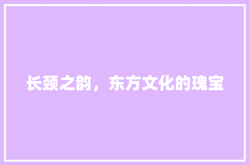 长颈之韵，东方文化的瑰宝