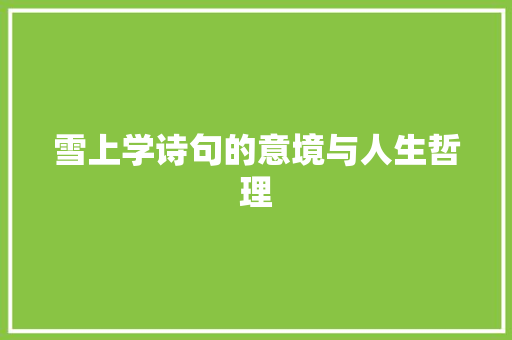 雪上学诗句的意境与人生哲理