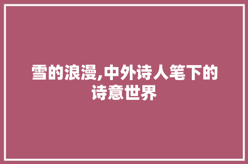雪的浪漫,中外诗人笔下的诗意世界