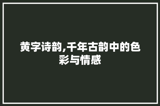 黄字诗韵,千年古韵中的色彩与情感