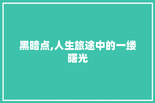 黑暗点,人生旅途中的一缕曙光