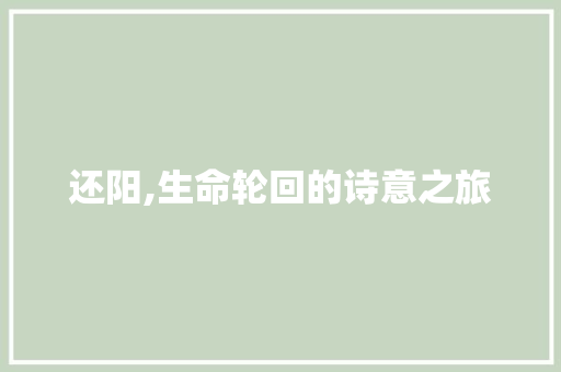 还阳,生命轮回的诗意之旅