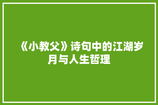 《小教父》诗句中的江湖岁月与人生哲理