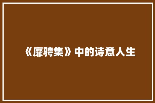 《靡骋集》中的诗意人生