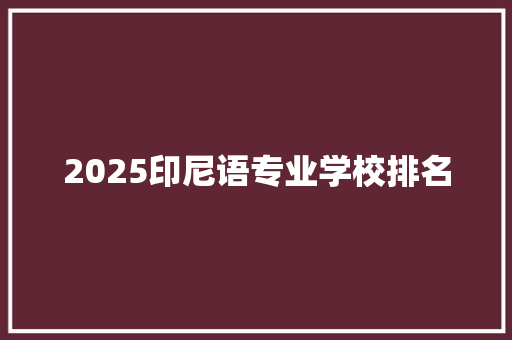 2025印尼语专业学校排名