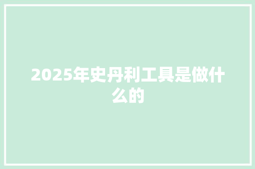2025年史丹利工具是做什么的