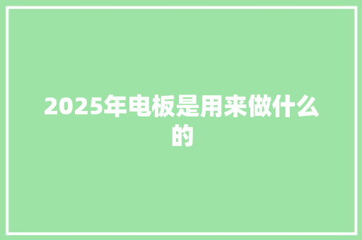 2025年电板是用来做什么的