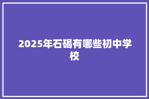 2025年石碣有哪些初中学校